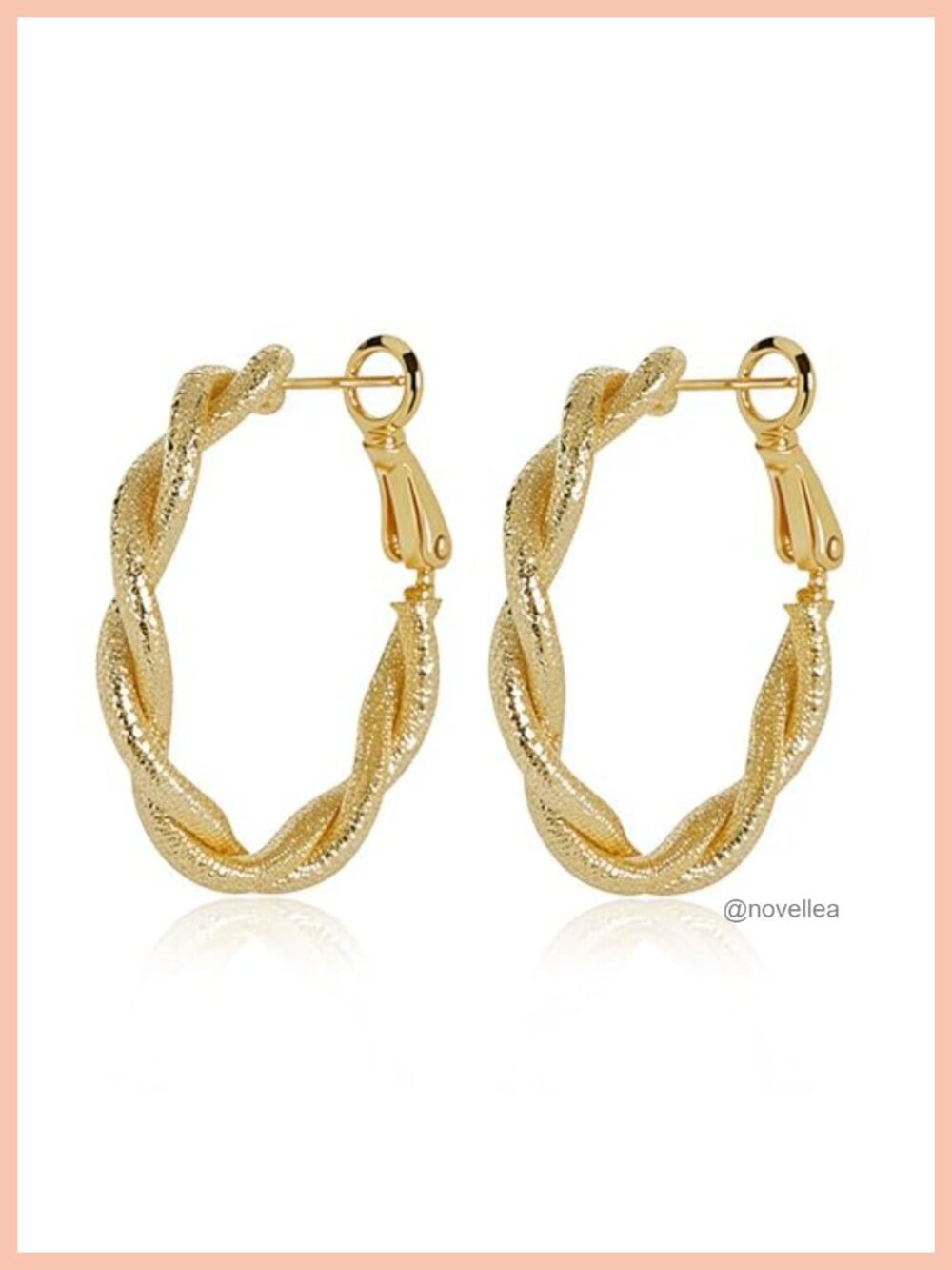 14K Gold Plated Matte Sparkle Twisted Hoop Earrings 30mm